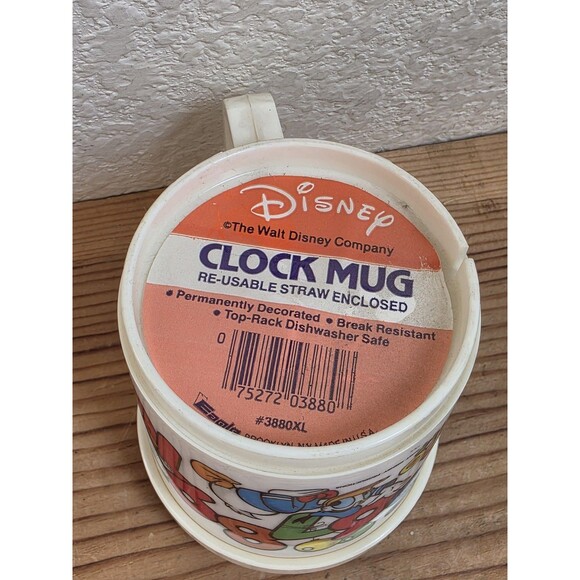 Vintage Walt Disney Mickey Mouse & Friends Plastic Cup w Clock Lid Superseal - Picture 8 of 15